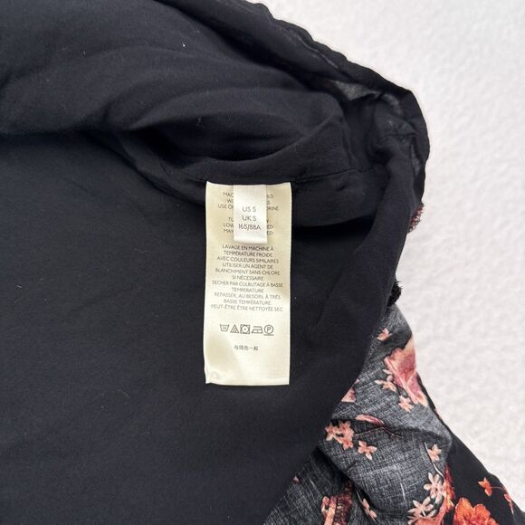 Free People Flower Fields Mini Dress Size Small Black Red Floral Flowy Buttons - Picture 7 of 11